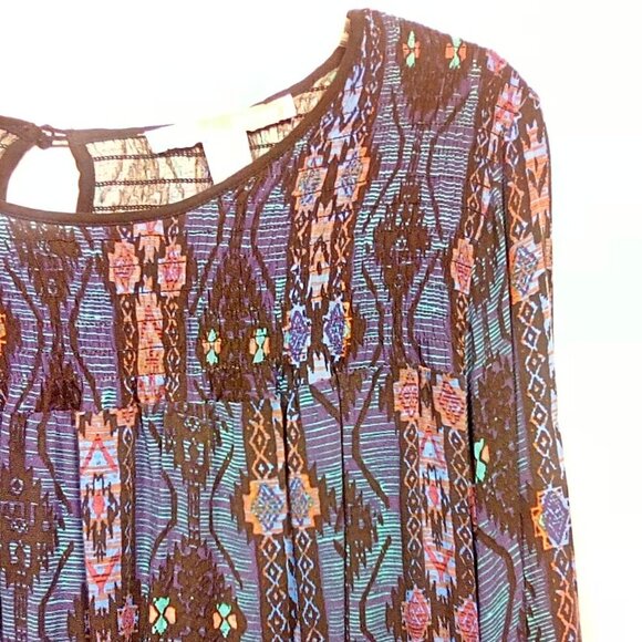 Forever 21 Conceptions Blue Printed long sleeve blouse Size: S - Picture 4 of 12